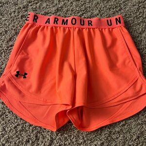New Women’s Under Armour Orange Coral Play Up Shorts
